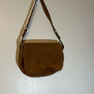 Cuesta Blanca Faux Suede Leather Shoulder Bag Mini Bag Brown 7 by 11 inches